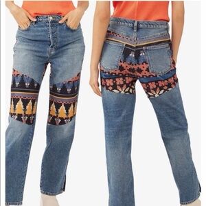 We the Free People BUTTON FLY Rocky Mountain Straight Leg Jeans Womens 25